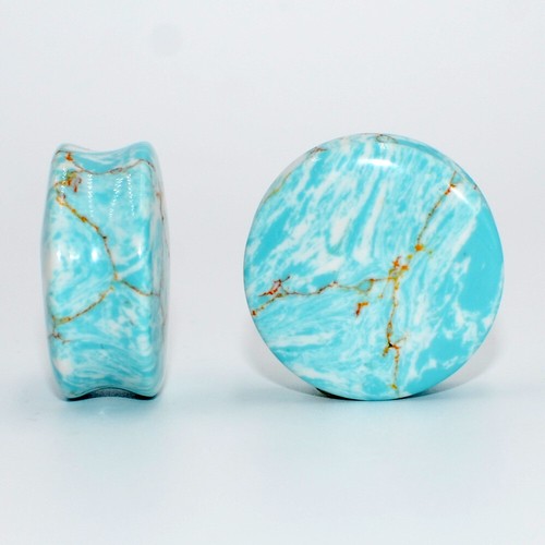 1 Pair Organic Stone Double Flared Ear Flesh Tunnels Plug Stretchers Expanders - Picture 34 of 36