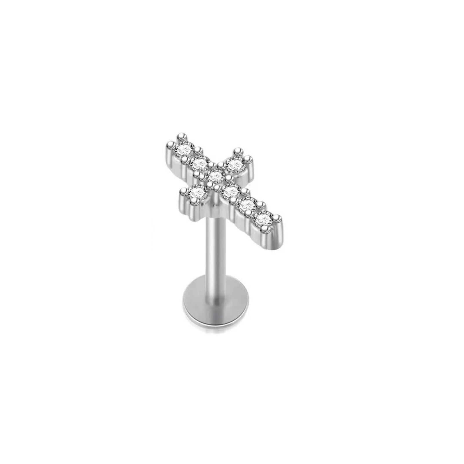 Labret Piercing Ear Ring Surgical Steel 6 8mm Stud Crystal Flat Back Tragus 316L - Picture 28 of 72