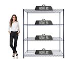 60"x24"x72" Prime Heavy Duty Black 4-Tier Wire Shelving Nsf 2400 Lbs Capacity