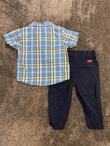 Wrangler Toddler Boys 2 Piece Set Plaid Shirt Navy Pants 18 Months Toddler NEW - Picture 9 of 13
