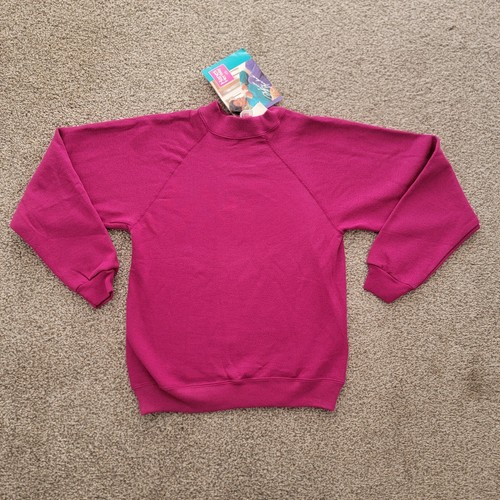 Vintage Hanes Her Way Girl's Pink Large 14-16 Crewneck Sweatshirt Solid NOS USA - Picture 1 of 15