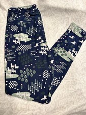 lularoe tc leggings Llamas And Cactus On Navy Blue