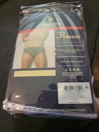 3 Pack U.S. Polo Assn Men's Cotton Stretch Briefs Size 3XL Black/Gray/Blue NEW - Picture 4 of 6