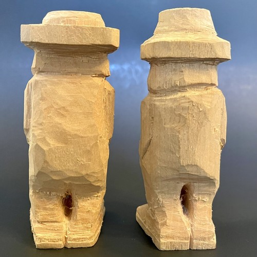 Set of 2 Hand-carved Rustic Folk Art Country Amish Farmer Men FIGURES 4.25” Tall - Picture 4 of 12