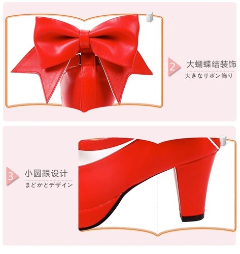 Puella Magi Madoka Magica Kaname Lolita Round Toe Bow Muffin Shoes High Heels - Picture 3 of 35