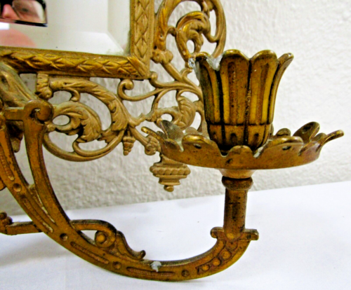 Bradley and Hubbard Victorian Brass Bacchus Mirror Double Candle Wall Sconce - Picture 5 of 11