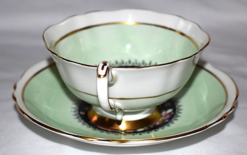 PARAGON By Appt To Her Majesty The Queen CUP & SAUCER - SAGE GREEN FLORAL - Picture 3 of 9