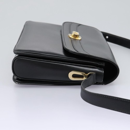 CELINE Shoulder Bag Leather Black Gold Auth ep7766 - Imagen 4 de 24