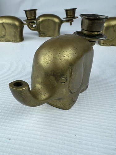 Vintage Messing Baby Elefant Kerzenständer Halter Zug Kinderzimmer 4 Stück - Bild 4 von 12