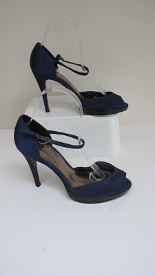 LADIES SHOES SIZE Monsoon Navy Blue Satin Type Heels- Ankle