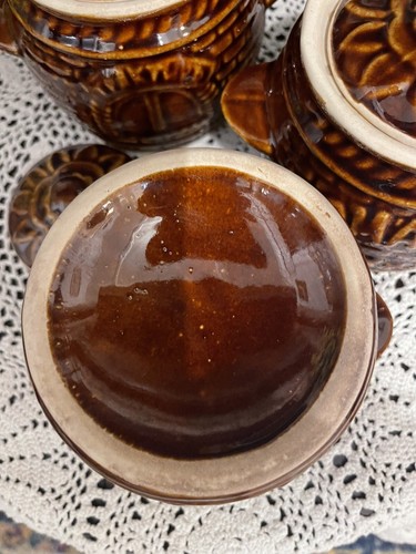 3 tarros con tapa de cerámica marrón rara de Rusia con ventana contenedor de palabras rusas - Imagen 9 de 9