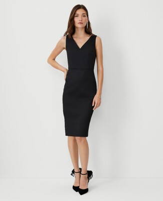 ann taylor black dress NEW $180 ANN TAYLOR BLACK SPARKLE BOW BACK V-neck SHEATH DRESS SIZE 4