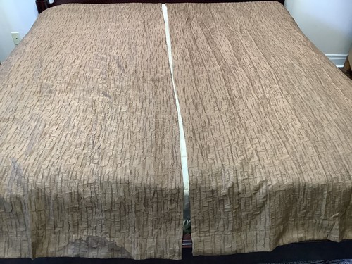 Croscill 2 Thin Panels & Valance Crinkle Brown 42X85 - Picture 7 of 9