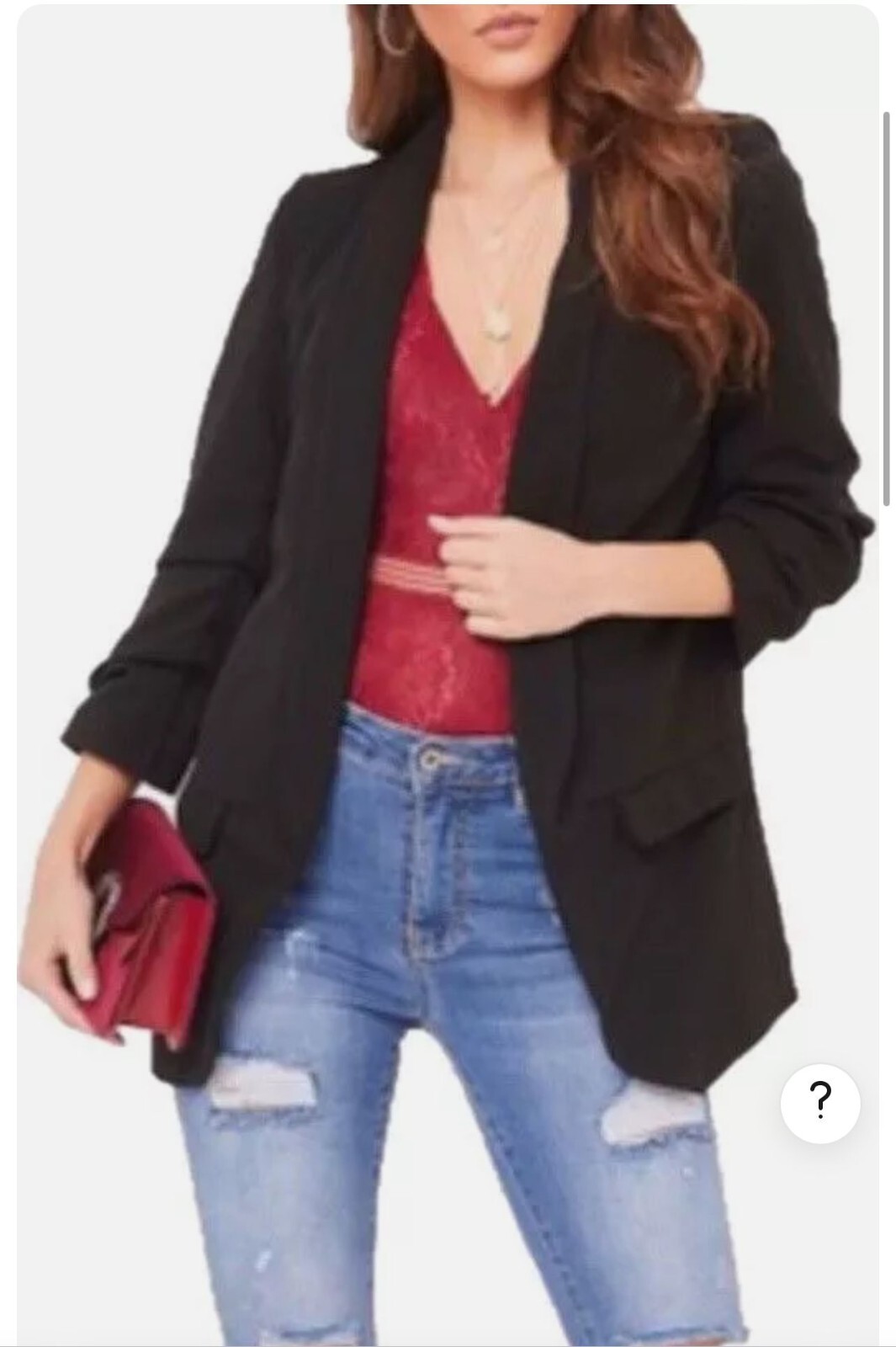 Ladies Blazer Coat 3/4 Sleeve Frill Ruffle Women Long Line Stylish duster Jacket