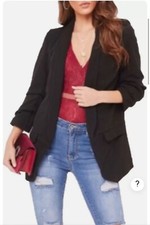 Ladies Blazer Coat 3/4 Sleeve Frill Ruffle Women Long Line Stylish duster Jacket