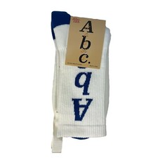 ADVISORY BOARD CRYSTALS ABC Mens Ribbed Logo Socks White Blue MSRP 35 