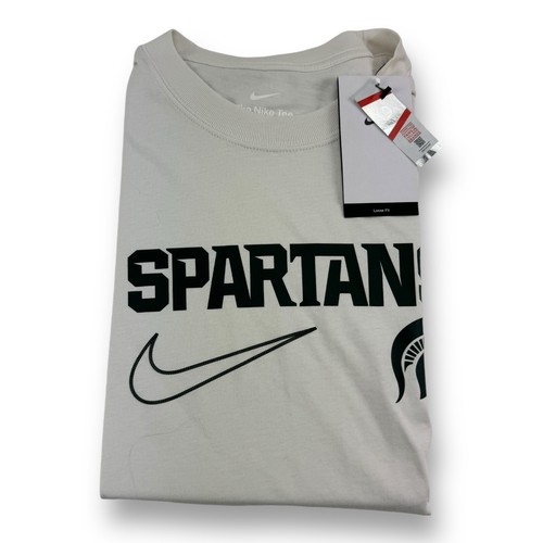 Nike XL NWT Short Sleeve Loose Fit T-Shirt Off White Michigan State Spartans