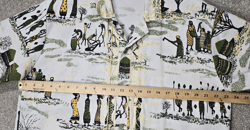 IMAGE VTG African Tribal Button Up Shirt Men's XL Embroidery Trim All Over Print - Picture 4 of 11