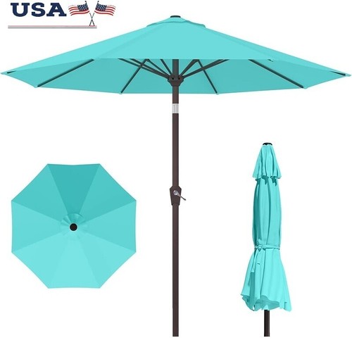 10FT Patio Umbrella Outdoor Market Sunshade Crank Push Button Tilt UV Protection