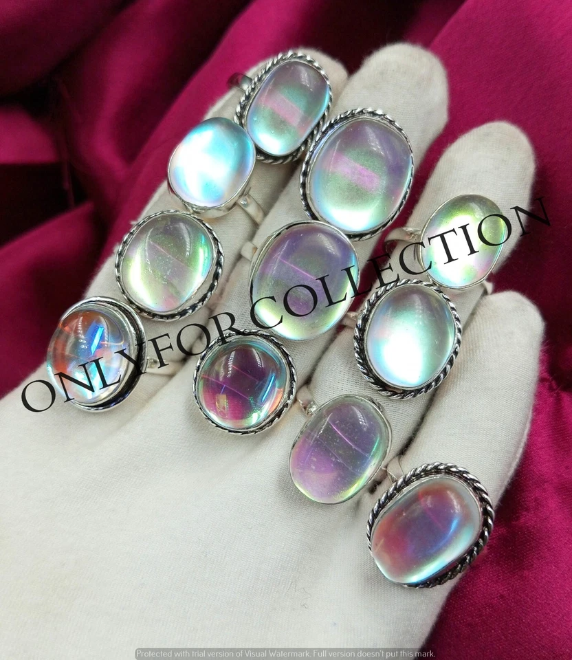 Mystic Topaz Gemstone 925 Sterling Silver Plated Wholesale Lot Good Aura Rings - Image 2 of 4
