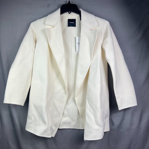 Theory Jacket Women's Size P Ivory Clairene Wool Coat Luxe New Divide MSRP $595 - Picture 1 of 13