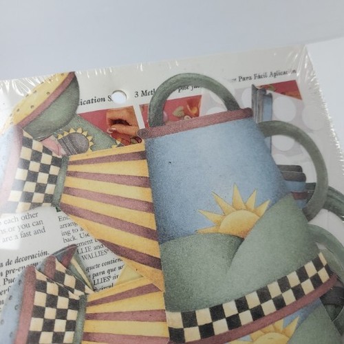 Wallies Wallpaper Cutouts Pre-Pasted 50 Debbie Mumm Watering Cans Home Decor - Picture 9 of 15