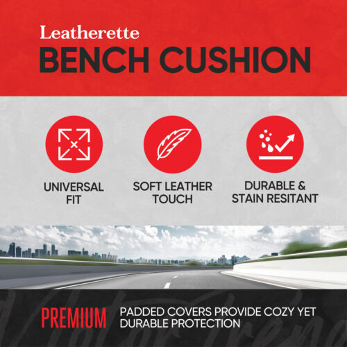 Motor Trend LuxeFit Beige Faux Leather Front Rear Bench Car Seat Covers Full Set - Bild 4 von 5