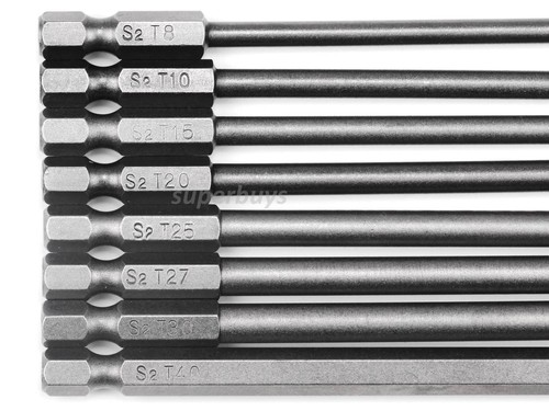 8pcs Security Torx Screwdriver Bit Straight Shank T8 T10 T15 T20 T25 T27 T30 T40 - Picture 3 of 5