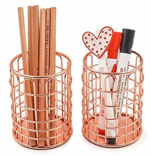 Dorm Room Essentials for Girls Rose Gold Bedroom Accessories Cute Pencil Holder - Afbeelding 1 van 7