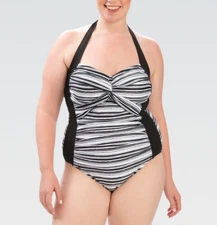Dolfin Aquashape $84 Printed Sweetheart Halter Neck One-Piece Swimsuit size 20