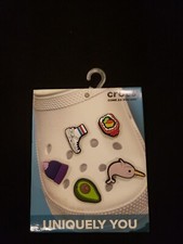 CROCS Uniquely You  Jibbitz Charms 5 Pack, Narwhal, Avocado, Sushi, Hat, Croc