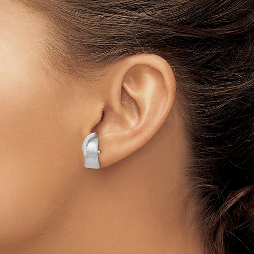 7mm 14K White Gold Polished & Satin Fancy Stud Post Earrings - Picture 3 of 5