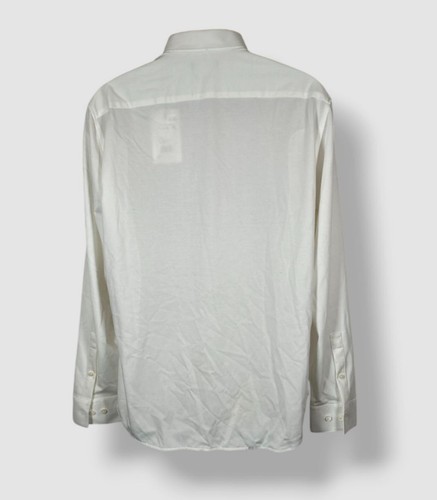 Theory Men's White Sylvian Structure Knit Stretch Button-Down Shirt Size Large - Picture 2 of 5