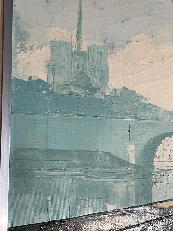 STUNNING IMPRESSIONIST IMPASTO PARIS ALONG SEINE RIVER/NOTRE DAME CATHEDRAL 1977 - Image 4 of 4