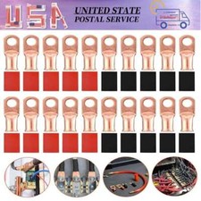 Gauge Copper Lugs Heat Shrink Ring Terminals 1/0 AWG 3/8"Wire Connector kit Lot