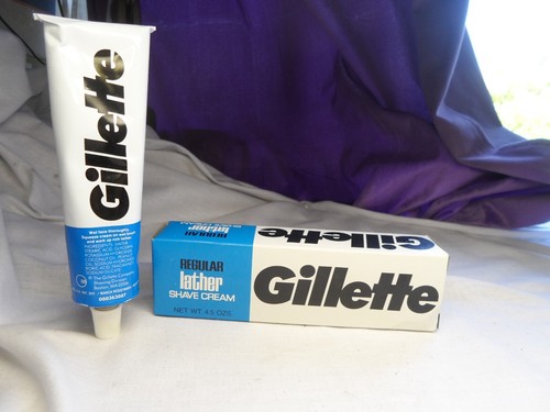 VINTAGE GILLETTE REGULAR LATHER RASIERCREME NEU IM KARTON 4,5 OZ. RAR