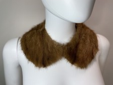 Vintage Natural Fur Attachable Collard Light Brown