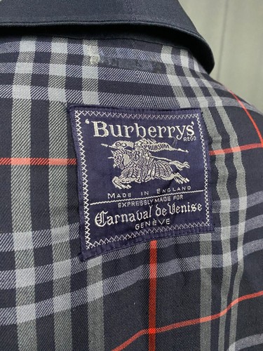 Burberry VTG Women's Nova Check Blue Long Trench Overcoat Size 16L - 第 9/11 張圖片