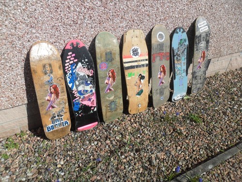 Skateboard Sammlung 80er Jahre Full Size Decks nur als Wandhänger geeignet