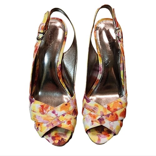 Alfani Shoes Womens Size 5.5 M Floral Slingback Peep Toe Heels Cottagecore Boho - Picture 6 of 12
