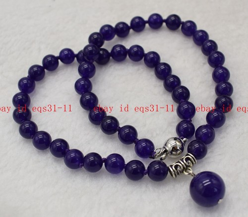 Genuine 8/10mm Multicolor Gemstone Round Gemstone Beads Pendant Necklace 18" AAA - Picture 25 of 52