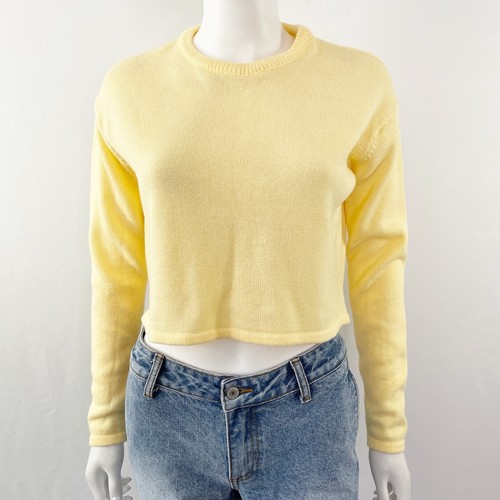 Brandy Melville Sweater Yellow Long Sleeve Cropped Knit Pullover Jumper One Size