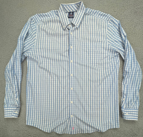 Camisa Johnnie O Prep-Formance Para Hombre Grande Azul Buffalo Cuadros Guinga Abotonada