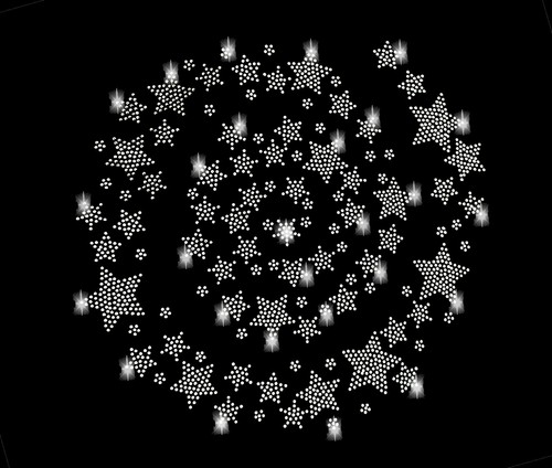 XXL 28x27cm 59 STERNE 46 BLUMEN STRASSSTEINE BÜGELBILD HOTFIX APPLIKATION STERN - Picture 3 of 4