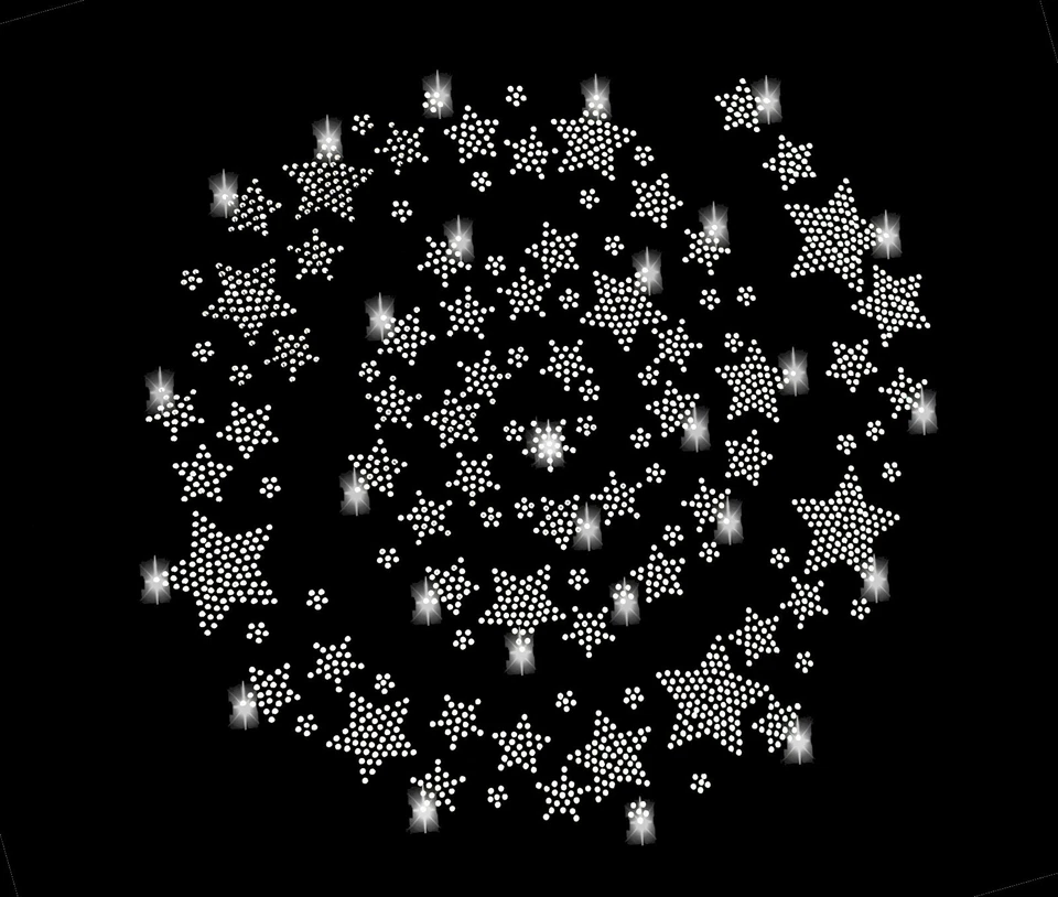 XXL 28x27cm 59 STERNE 46 BLUMEN STRASSSTEINE BÜGELBILD HOTFIX APPLIKATION STERN - Bild 3 von 4