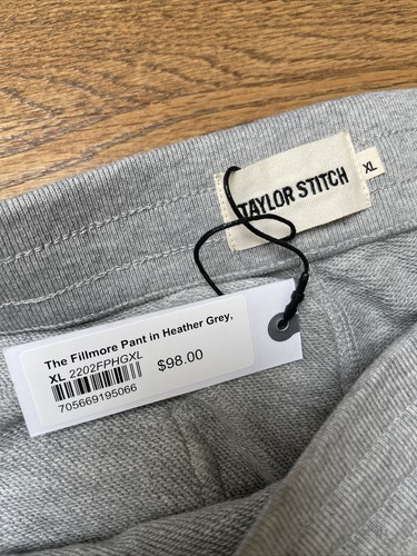 Taylor Stitch The Fillmore Pants in Heather Gray Jogger Sweatpants Men XL NWT - Picture 6 of 8