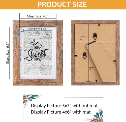 5x7 Picture Frame - Can Display Photo 4x6 with Mat, Wood Frame with - Picture 6 of 6