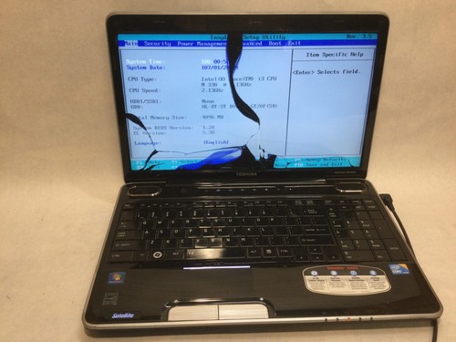 Toshiba Satellite A505-S6005 / Intel i3 M330 @ 2.1 GHz/(CRACKED/MISSING PARTS)MR
