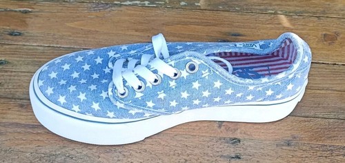 vans stars stripes trainers size 3 eur 35 blue white red platform canvas vgc usa - Picture 8 of 12