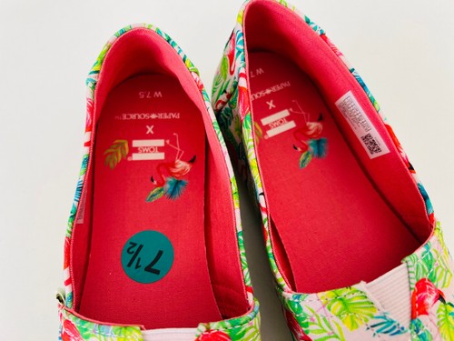 TOMS x PAPER SOURCE FLAMINGO SLIP-ON ESPADRILLES SHOES SANDALS SNEAKERS 7.5 38 - Picture 6 of 6